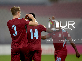 Gabriel Bohrer Mentz of Gzira United gestures after scoring the 1-1 goal from a penalty kick during the Malta 360 Sports Premier League socc...