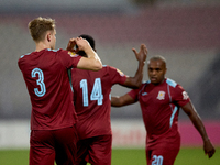 Gabriel Bohrer Mentz of Gzira United gestures after scoring the 1-1 goal from a penalty kick during the Malta 360 Sports Premier League socc...