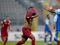 Luis Carlo Riascos of Gzira United gestures in celebration after scoring the 2-2 goal for his team during the Malta 360 Sports Premier Leagu...