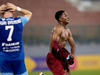 Luis Carlo Riascos of Gzira United gestures in celebration after scoring the 2-2 goal for his team during the Malta 360 Sports Premier Leagu...