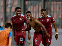 Luis Carlo Riascos of Gzira United gestures in celebration after scoring the 2-2 goal for his team during the Malta 360 Sports Premier Leagu...