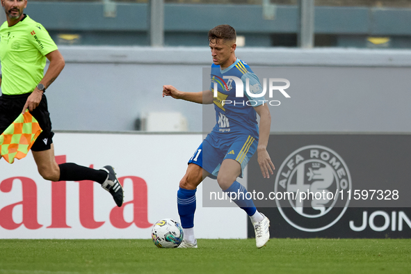 Myles Beerman of Sliema Wanderers is in action during the Malta 360 Sports Premier League soccer match between Gzira United and Sliema Wande...