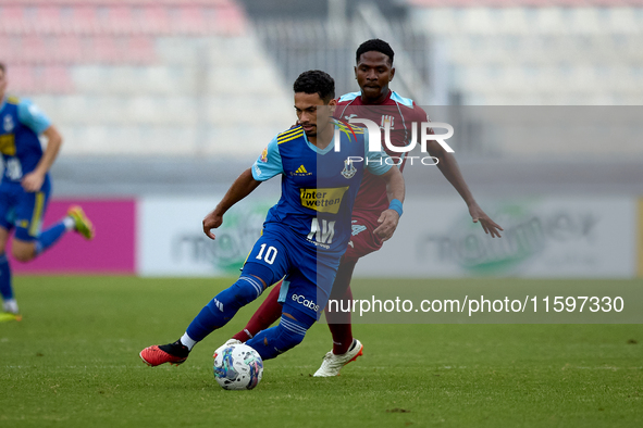 Samuel Gomes Da Mata of Sliema Wanderers is in action during the Malta 360 Sports Premier League soccer match between Gzira United and Sliem...