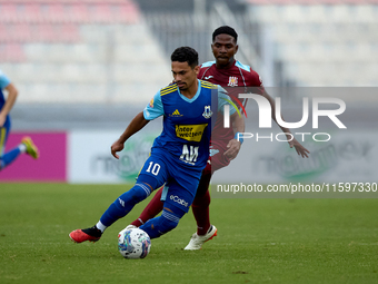 Samuel Gomes Da Mata of Sliema Wanderers is in action during the Malta 360 Sports Premier League soccer match between Gzira United and Sliem...