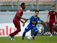 Zuniga Farid (L) of Gzira United is in action during the Malta 360 Sports Premier League soccer match between Gzira United and Sliema Wander...