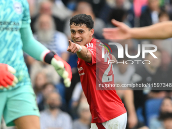 Ramon Sosa of Nottingham Forest celebrates after scoring a goal to make it 2-2 during the Premier League match between Brighton and Hove Alb...