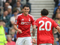 Ramon Sosa of Nottingham Forest celebrates after scoring a goal to make it 2-2 during the Premier League match between Brighton and Hove Alb...