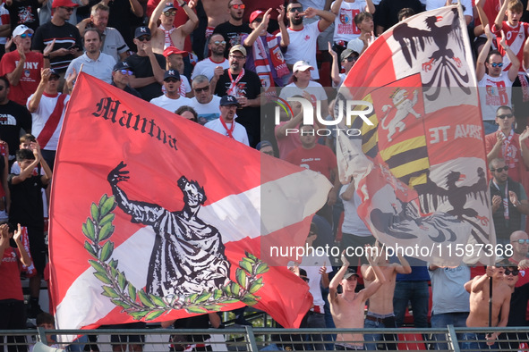 Supporters of Mantova 1911 during the Italian Serie B soccer championship match between Mantova Calcio 1911 and AS Cittadella 1973 at Danilo...