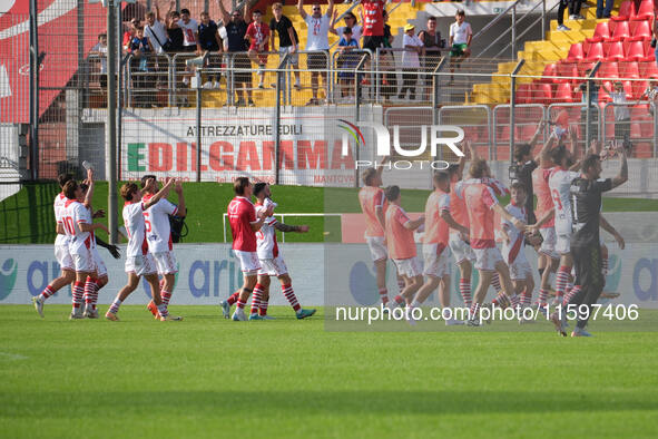 Mantova 1911 celebrates after winning a match during the Italian Serie B soccer championship football match between Mantova Calcio 1911 and...