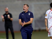 Alessandro Zinnari, head coach of Hamrun Spartans, gestures during the Malta 360 Sports Premier League soccer match between Balzan and Hamru...