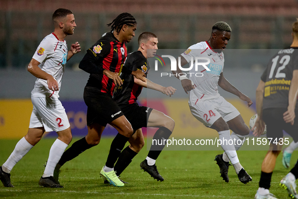 Kevin Williams of Balzan controls the ball during the Malta 360 Sports Premier League soccer match between Balzan and Hamrun Spartans at the...