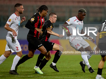 Kevin Williams of Balzan controls the ball during the Malta 360 Sports Premier League soccer match between Balzan and Hamrun Spartans at the...