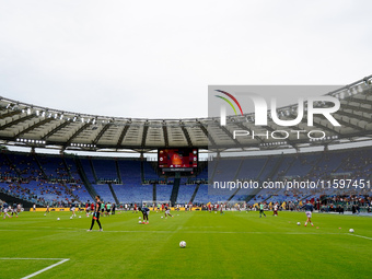 AS Roma fans desert the match for thirty minutes in protest over the sacking of Daniele De Rossiduring the Serie A Enilive match between AS...