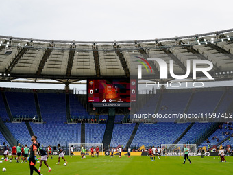 AS Roma fans desert the match for thirty minutes in protest over the sacking of Daniele De Rossiduring the Serie A Enilive match between AS...