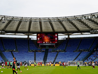 AS Roma fans desert the match for thirty minutes in protest over the sacking of Daniele De Rossiduring the Serie A Enilive match between AS...