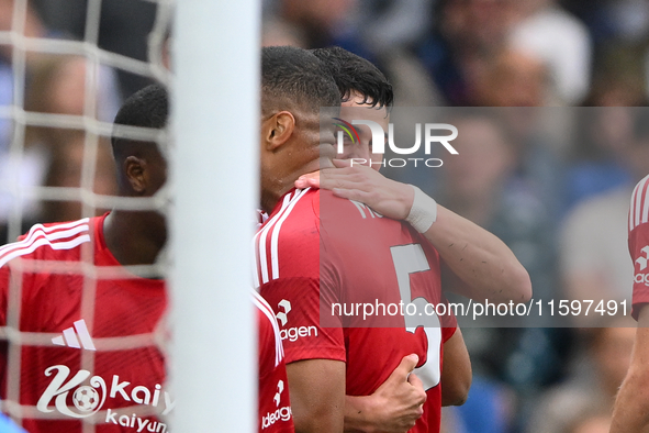 Ramon Sosa of Nottingham Forest celebrates after scoring a goal to make it 2-2 during the Premier League match between Brighton and Hove Alb...