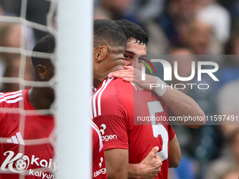 Ramon Sosa of Nottingham Forest celebrates after scoring a goal to make it 2-2 during the Premier League match between Brighton and Hove Alb...