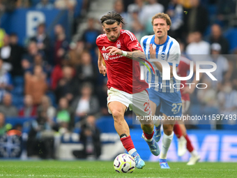 Jota Silva of Nottingham Forest is in action during the Premier League match between Brighton and Hove Albion and Nottingham Forest at the A...