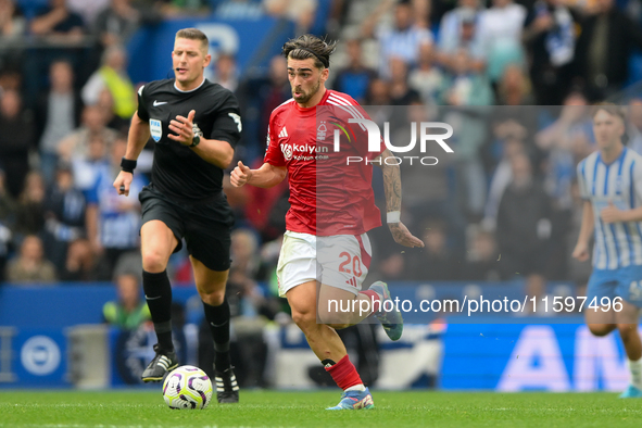 Jota Silva of Nottingham Forest plays in the Premier League match between Brighton and Hove Albion and Nottingham Forest at the American Exp...