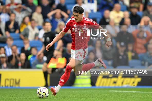 Ramon Sosa of Nottingham Forest is in action during the Premier League match between Brighton and Hove Albion and Nottingham Forest at the A...