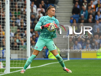 Bart Verbruggen, Brighton goalkeeper, during the Premier League match between Brighton and Hove Albion and Nottingham Forest at the American...