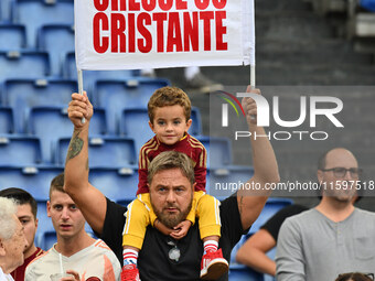 Supporters of A.S. Roma during the 5th day of the Serie A Championship between A.S. Roma and Udinese Calcio at the Olympic Stadium in Rome,...