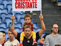 Supporters of A.S. Roma during the 5th day of the Serie A Championship between A.S. Roma and Udinese Calcio at the Olympic Stadium in Rome,...