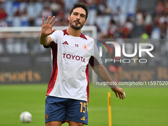 Mats Hummels of A.S. Roma during the 5th day of the Serie A Championship between A.S. Roma and Udinese Calcio at the Olympic Stadium in Rome...