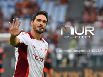 Mats Hummels of A.S. Roma during the 5th day of the Serie A Championship between A.S. Roma and Udinese Calcio at the Olympic Stadium in Rome...