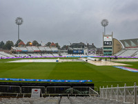 A general view of the ground with the covers on is taken when the match is abandoned without play during the Metro Bank One Day Cup match be...