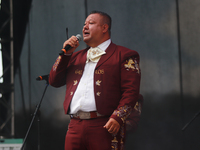 A member of Mariachi Los Gallos de Mexico performs during the Maraton de Mariachis de la Ciudad de Mexico at Zocalo main square, whose objec...