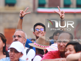 A person is seen during the Maraton de Mariachis de la Ciudad de Mexico at Zocalo main square, which aims to promote and disseminate this re...