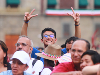 A person is seen during the Maraton de Mariachis de la Ciudad de Mexico at Zocalo main square, which aims to promote and disseminate this re...