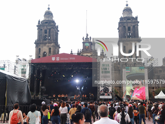 Persons are seen during the Maraton de Mariachis de la Ciudad de Mexico at Zocalo main square, which aims to promote and disseminate this re...