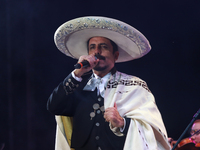 Rafael Jorge Negrete performs during the Maraton de Mariachis de la Ciudad de Mexico at Zocalo main square, which aims to promote and dissem...