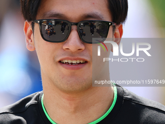 Zhou Guanyu of China and Stake F1 Team Kick Sauber arrives ahead of the F1 Grand Prix of Singapore at Marina Bay Street Circuit in Singapore...