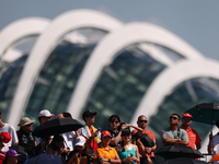 Fans watch ahead of the F1 Grand Prix of Singapore at Marina Bay Street Circuit in Singapore, Singapore, on September 22, 2024. (