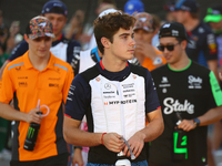 Franco Colapinto of Argentina and Williams Racing participates in the drivers' parade ahead of the F1 Grand Prix of Singapore at Marina Bay...