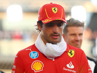 Carlos Sainz of Spain and Scuderia Ferrari participates in the drivers' parade ahead of the F1 Grand Prix of Singapore at Marina Bay Street...