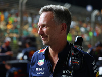 Oracle Red Bull Racing Team Principal Christian Horner stands on the grid ahead of the F1 Grand Prix of Singapore at Marina Bay Street Circu...