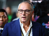 Stefano Domenicali, CEO of the Formula One Group, stands on the grid ahead of the F1 Grand Prix of Singapore at Marina Bay Street Circuit in...