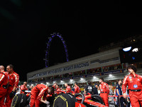 The car of Carlos Sainz of Spain and Scuderia Ferrari is on the grid ahead of the F1 Grand Prix of Singapore at Marina Bay Street Circuit in...