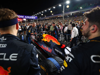 The car of Max Verstappen of the Netherlands and Red Bull Racing-Honda RBPT is on the grid ahead of the F1 Grand Prix of Singapore at Marina...