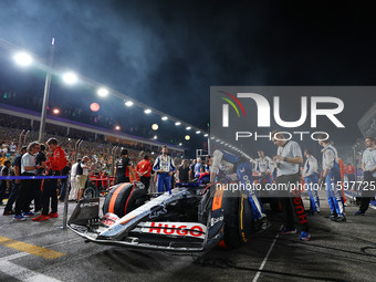 The car of Yuki Tsunoda of Japan and Visa Cash App RB F1 Team is on the grid ahead of the F1 Grand Prix of Singapore at Marina Bay Street Ci...