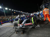 The car of Daniel Ricciardo of Australia and Visa Cash App RB F1 Team sits on the grid ahead of the F1 Grand Prix of Singapore at Marina Bay...