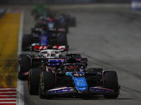 Esteban Ocon of France drives the BWT Alpine F1 Team A524 during the F1 Grand Prix of Singapore at Marina Bay Street Circuit in Singapore, S...