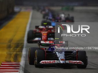 Yuki Tsunoda of Japan drives the Visa Cash App RB F1 Team VCARB 01 during the F1 Grand Prix of Singapore at Marina Bay Street Circuit in Sin...