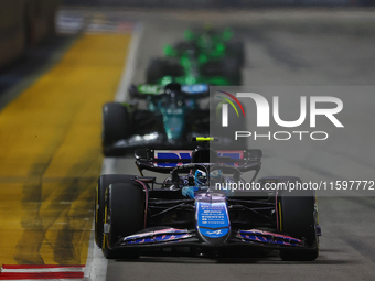 Pierre Gasly of France drives the BWT Alpine F1 Team A524 during the F1 Grand Prix of Singapore at Marina Bay Street Circuit in Singapore, S...