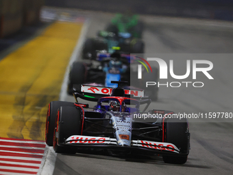 Daniel Ricciardo of Australia drives the Visa Cash App RB F1 Team VCARB 01 during the F1 Grand Prix of Singapore at Marina Bay Street Circui...