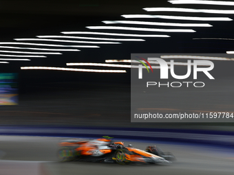 Lando Norris of the United Kingdom drives the McLaren Formula 1 Team MCL38 during the F1 Grand Prix of Singapore at Marina Bay Street Circui...